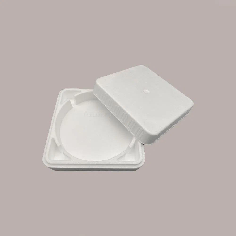 Lucgel Termoscatola Quadrata con Interno Tondo Polistirolo Torte Gelato Semifreddi Dm interno 20,5 cm (Dm 22 esterno) - 4 Pezzi -