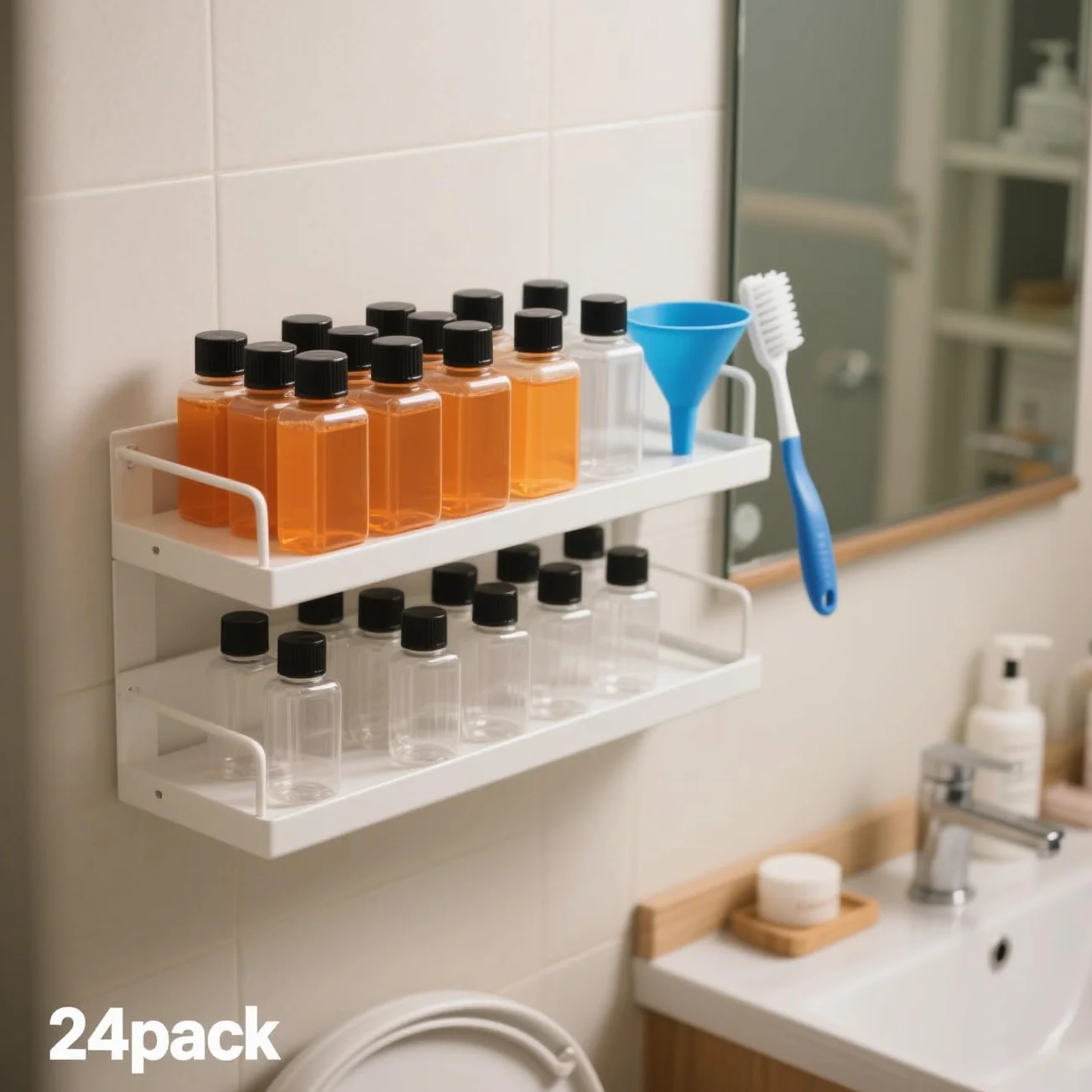 DAJAVE 24 bottiglie di plastica vuote riutilizzabili da riempire con coperchi a prova di perdite, bottiglie piccole con coperchio per succo da 120 ml