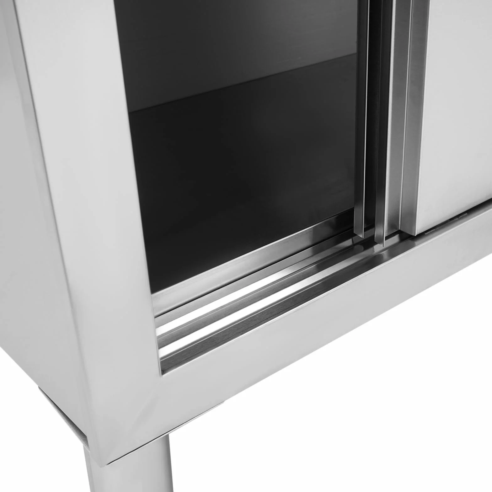 Armadio da tavolo in acciaio inox con ante scorrevoli, 100 x 50 x 95 cm, piano di lavoro in acciaio inox, con spazio per cucine, garage, giardini, bar, ristoranti