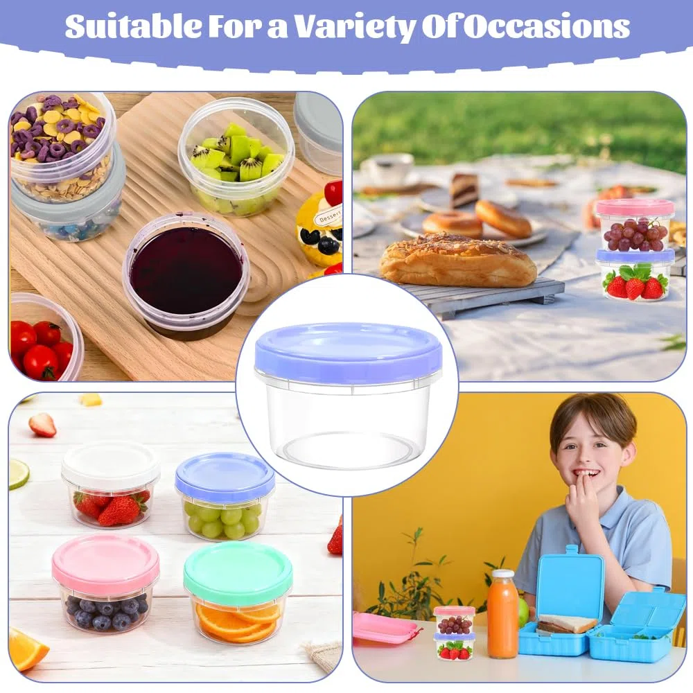20 Pezzi Contenitori Ermetici per Alimenti Piccoli 200ML Barattoli in Plastica Riutilizzabile con Coperchio Vasetti di Conservazione Ermetici Trasparenti per Yogurt Marmellata Snack